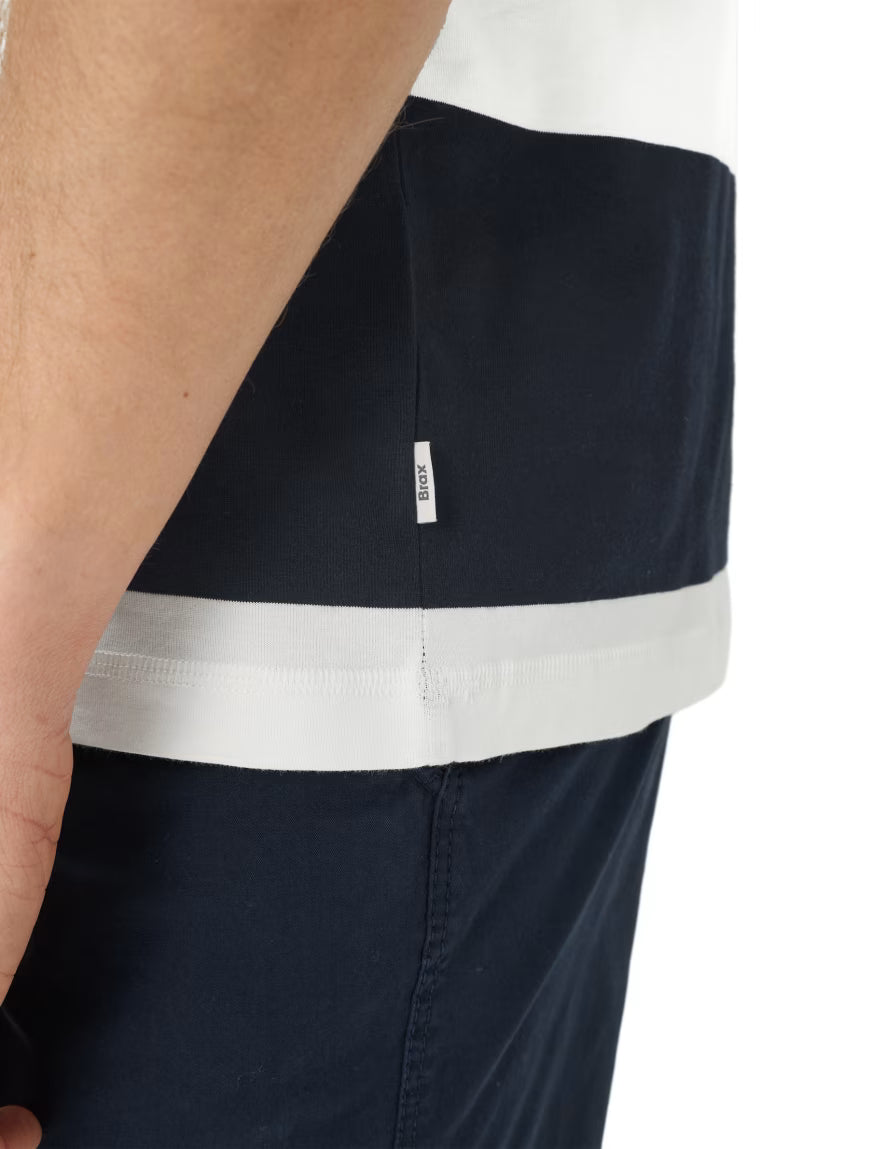 Brax Travis Flex T-shirt in Dark Blue Stripe 70-0009