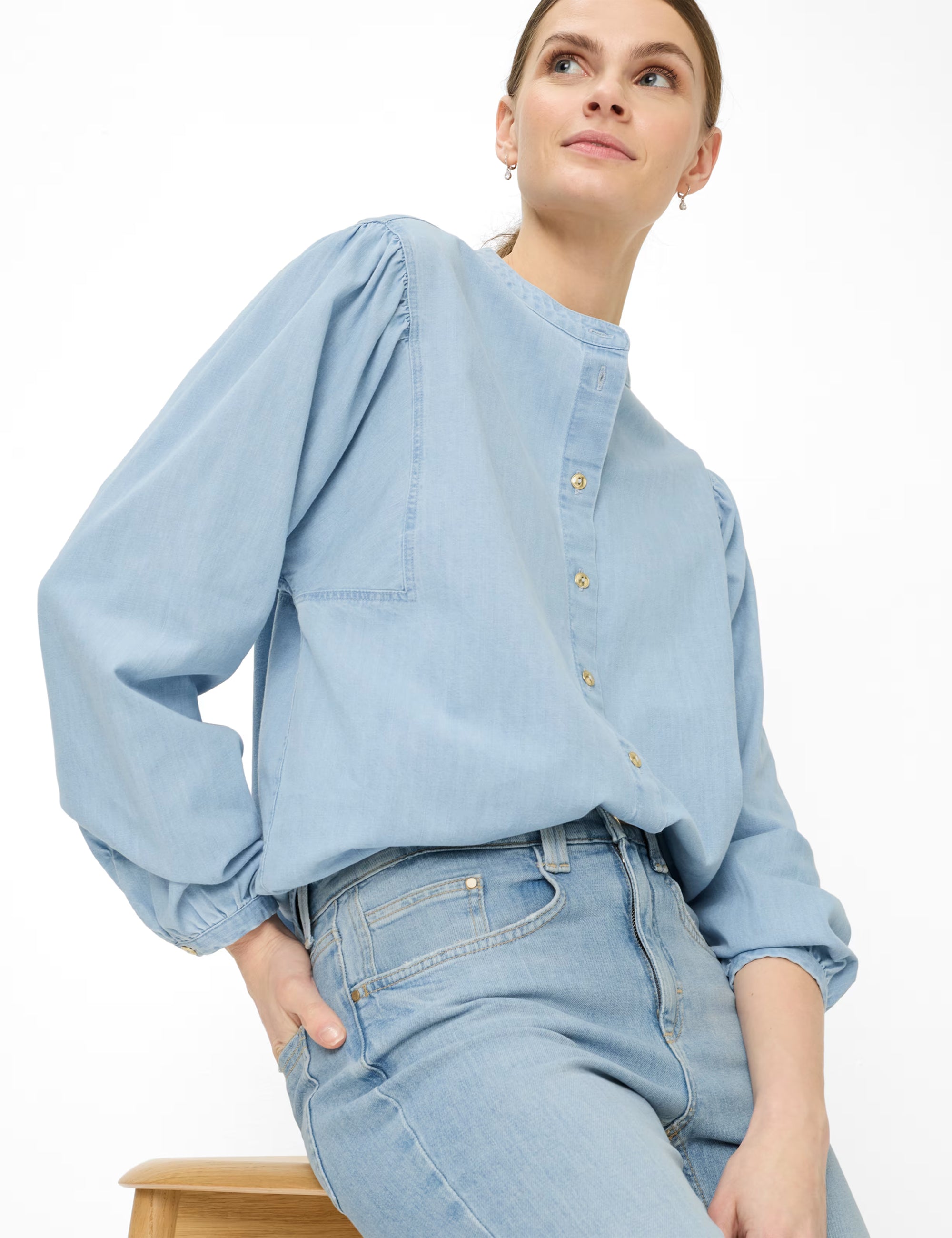 Brax Valeria Blouse in Light Denim 94-0015