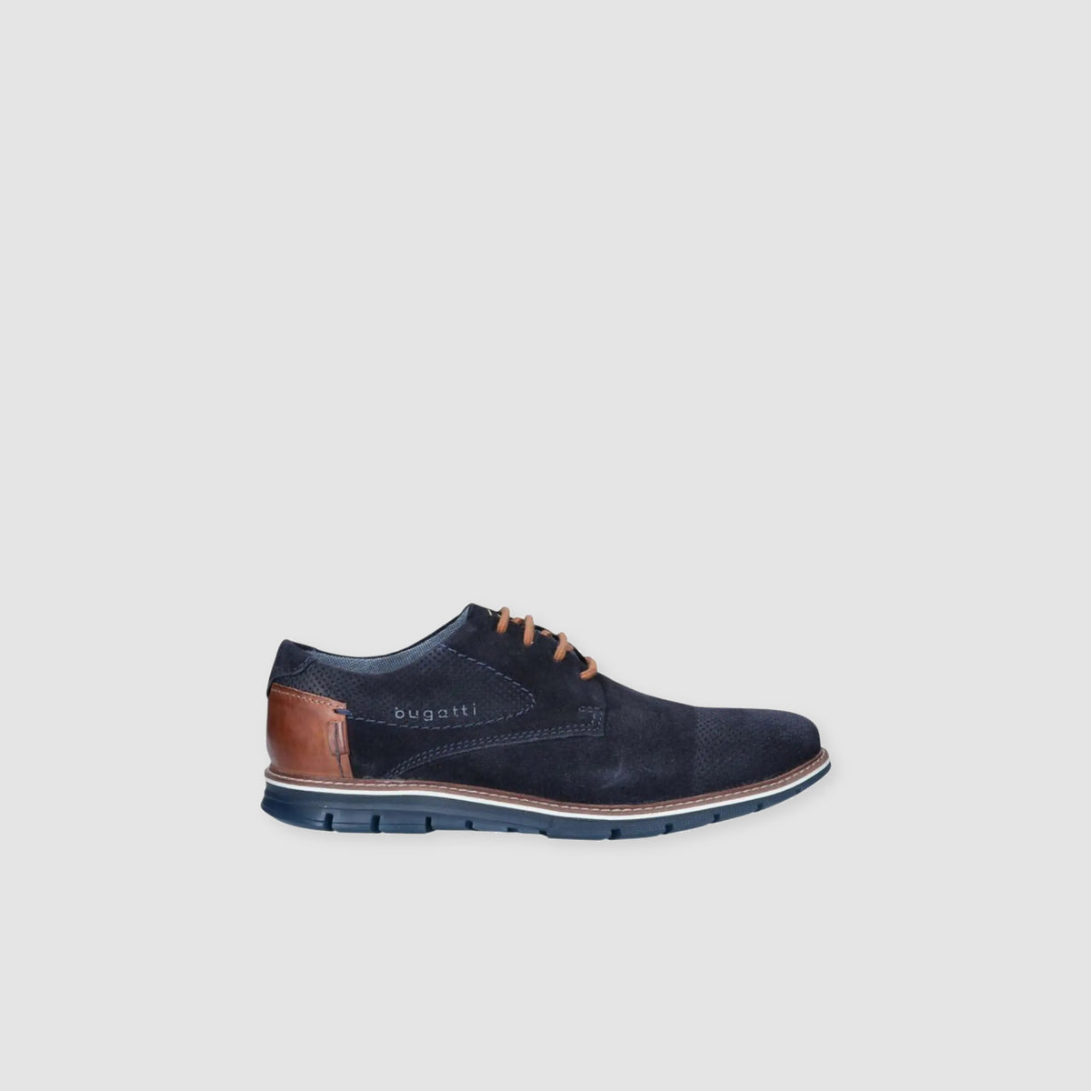 bugatti Leather Lace-up Wide Fit Shoe Dark Blue