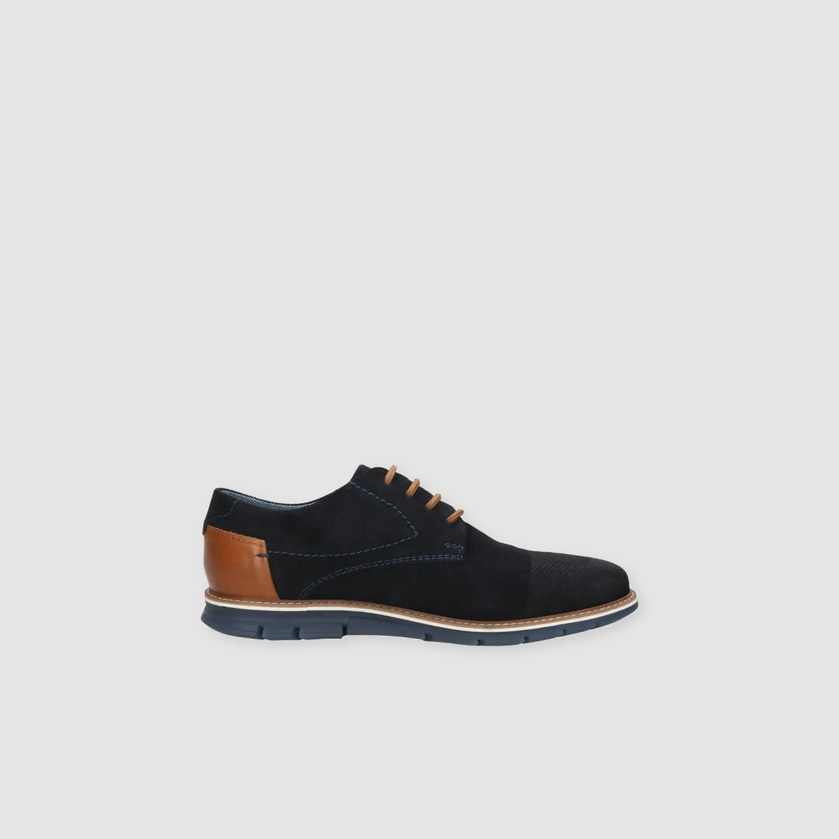 bugatti Leather Lace-up Wide Fit Shoe Dark Blue