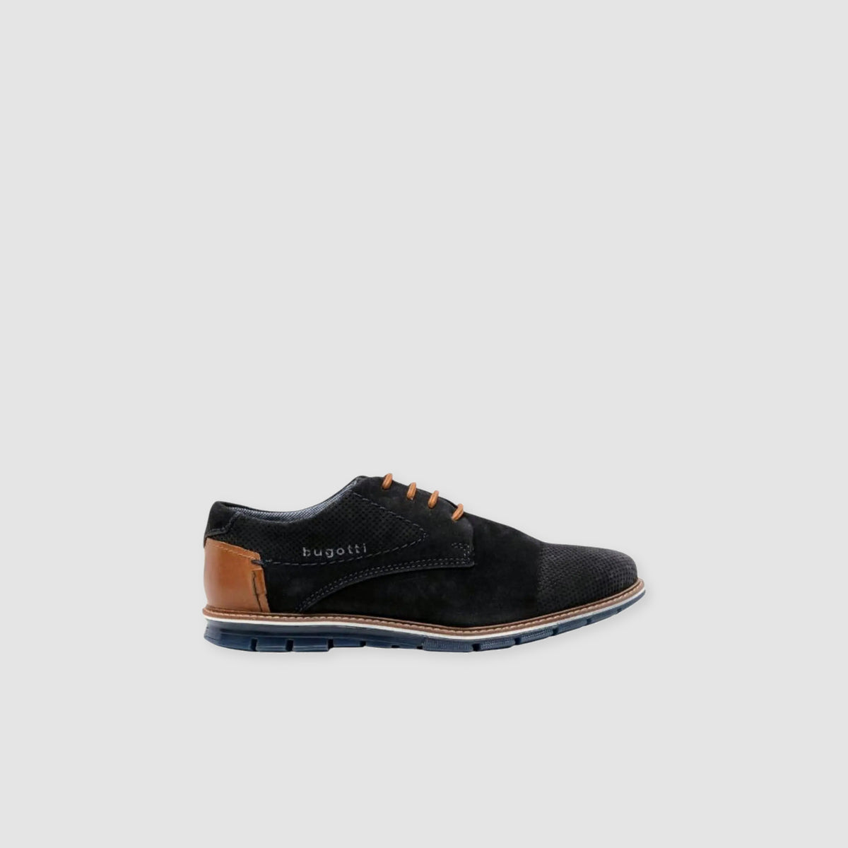 bugatti Leather Lace-up Wide Fit Shoe Dark Blue
