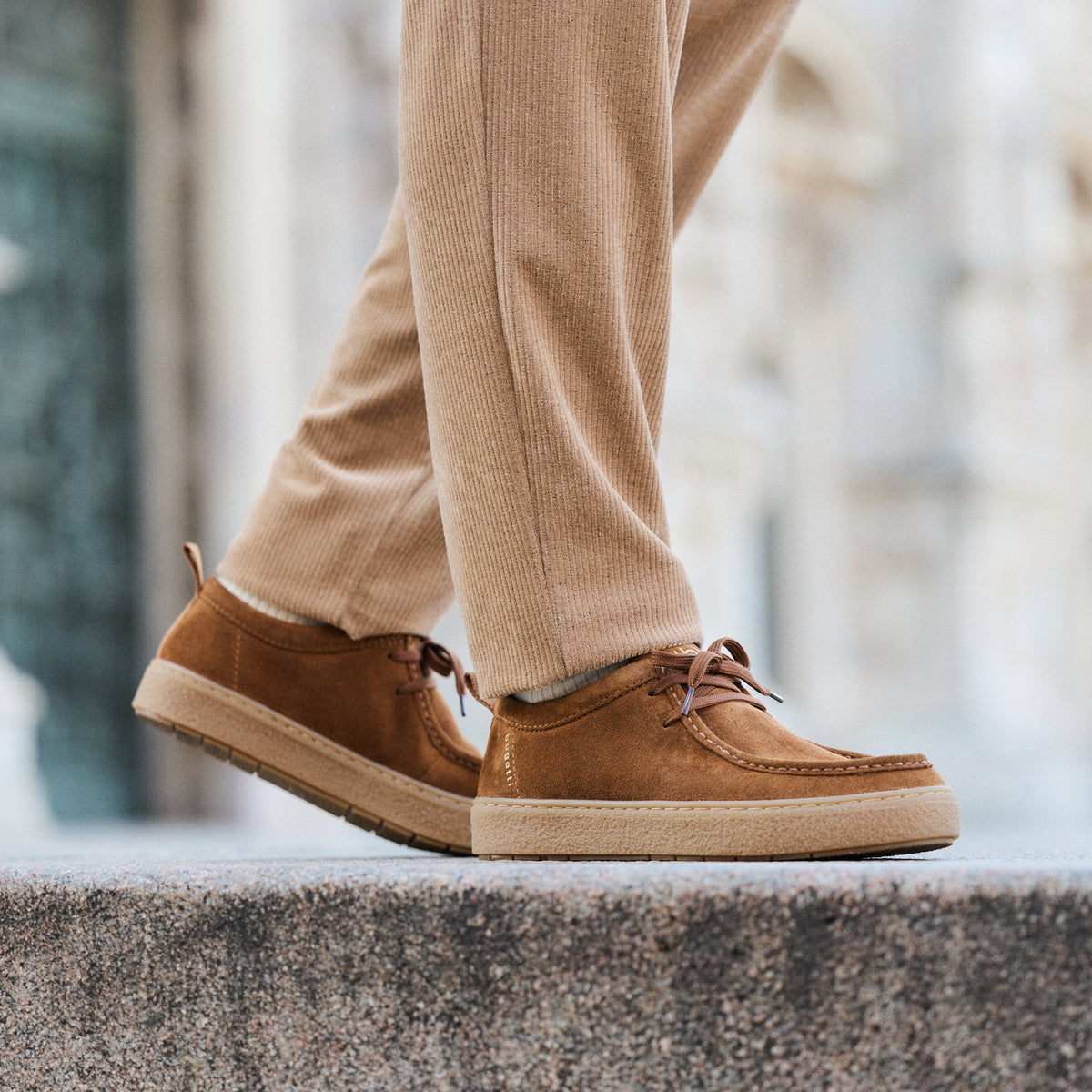 Bugatti Hube Leather Suede Lace-Up Shoes - Cognac