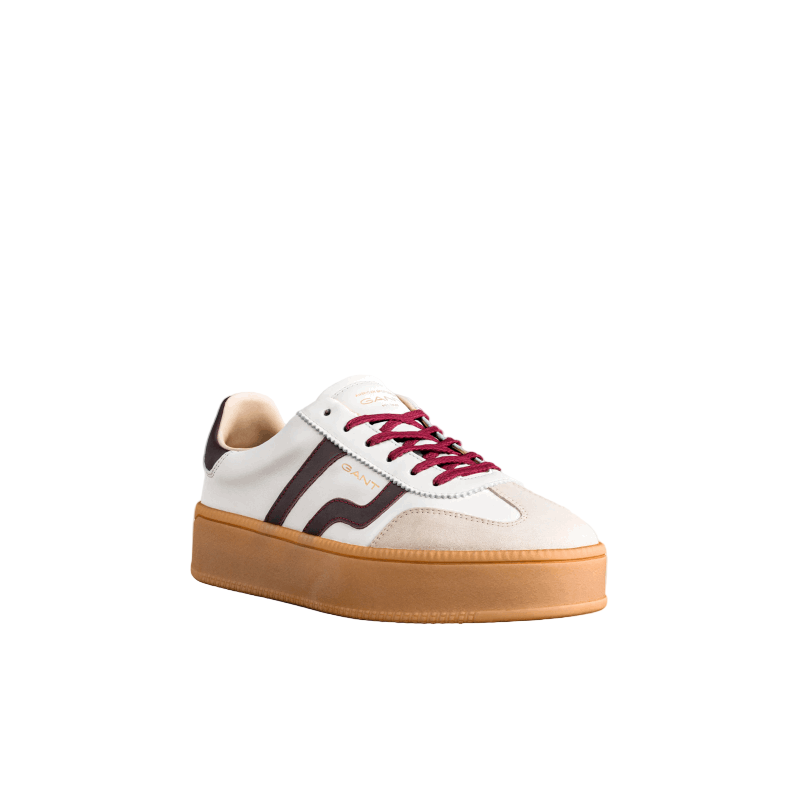 GANT Cuzmani Leather Sneakers - Off White / Plum Red