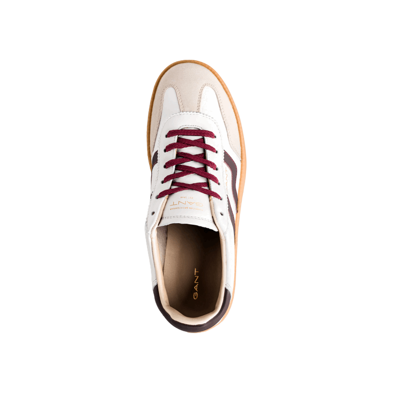 GANT Cuzmani Leather Sneakers - Off White / Plum Red