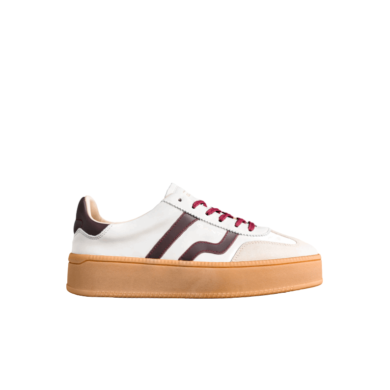 GANT Cuzmani Leather Sneakers - Off White / Plum Red
