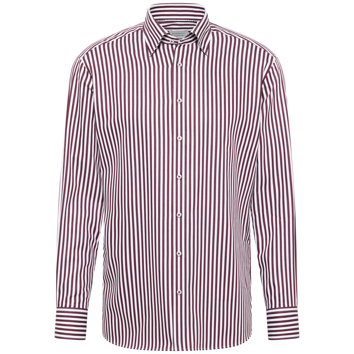 eterna Satin Striped Shirt - Plum &amp; Dark Blue Modern Fit