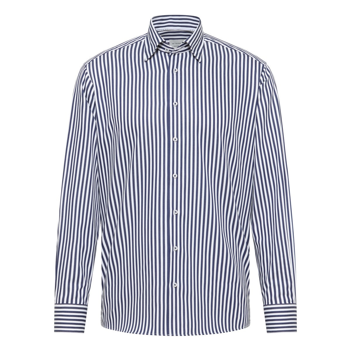eterna Satin Striped Shirt - Plum &amp; Dark Blue Modern Fit