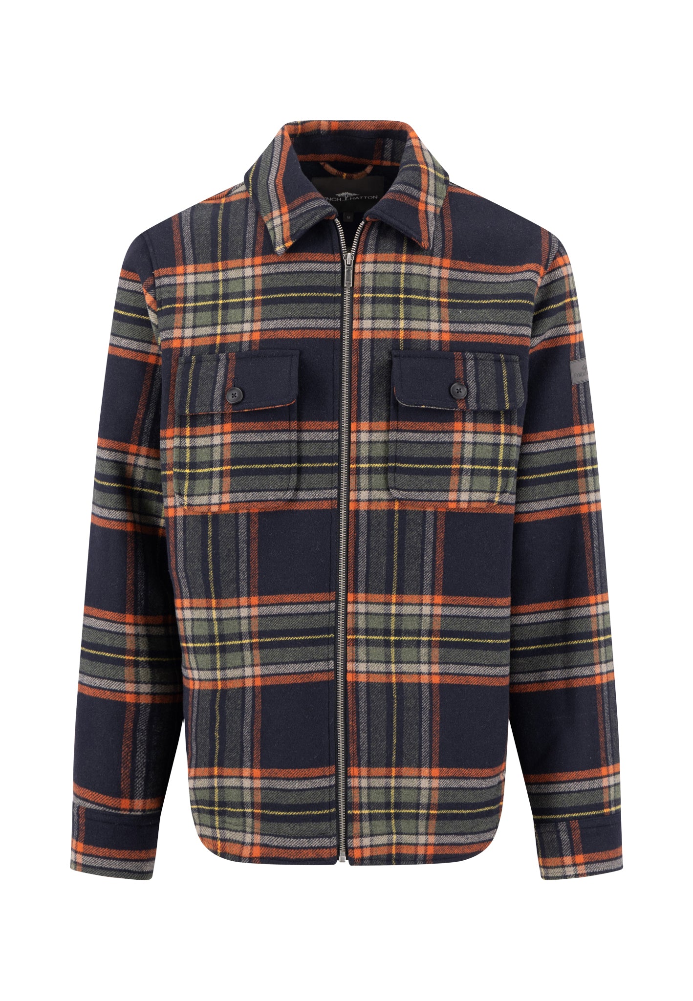 Fynch-Hatton Wool Check Overshirt Shacket Dark Navy 16092426