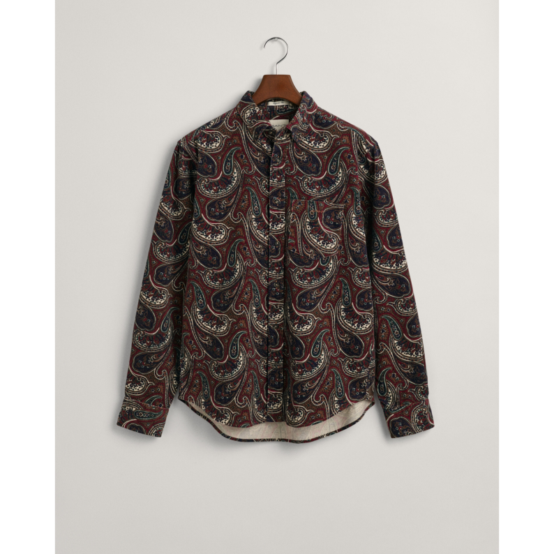 GANT Regular Fit Paisley Corduroy Shirt Plumped Red