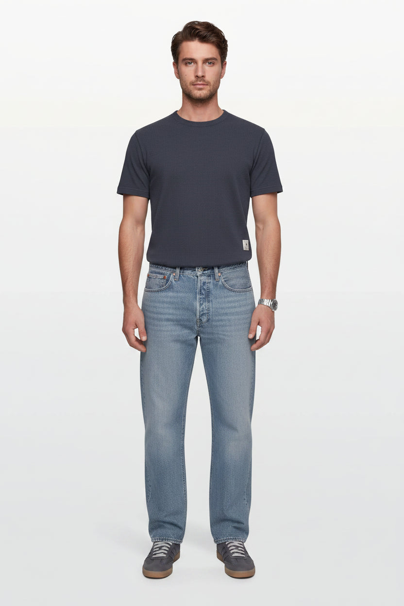 GANT Waffle Tee in Evening Blue 2003406