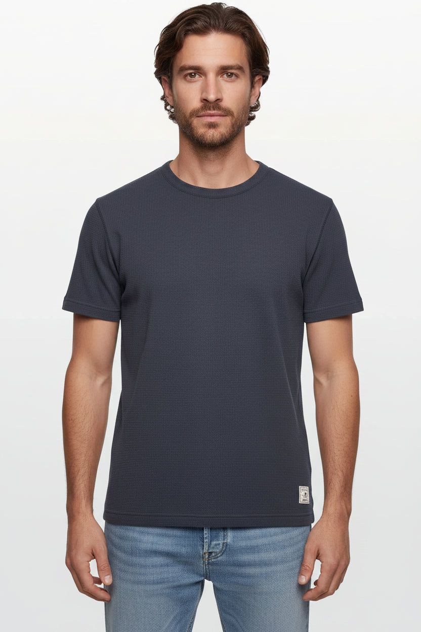 GANT Waffle Tee in Evening Blue 2003406