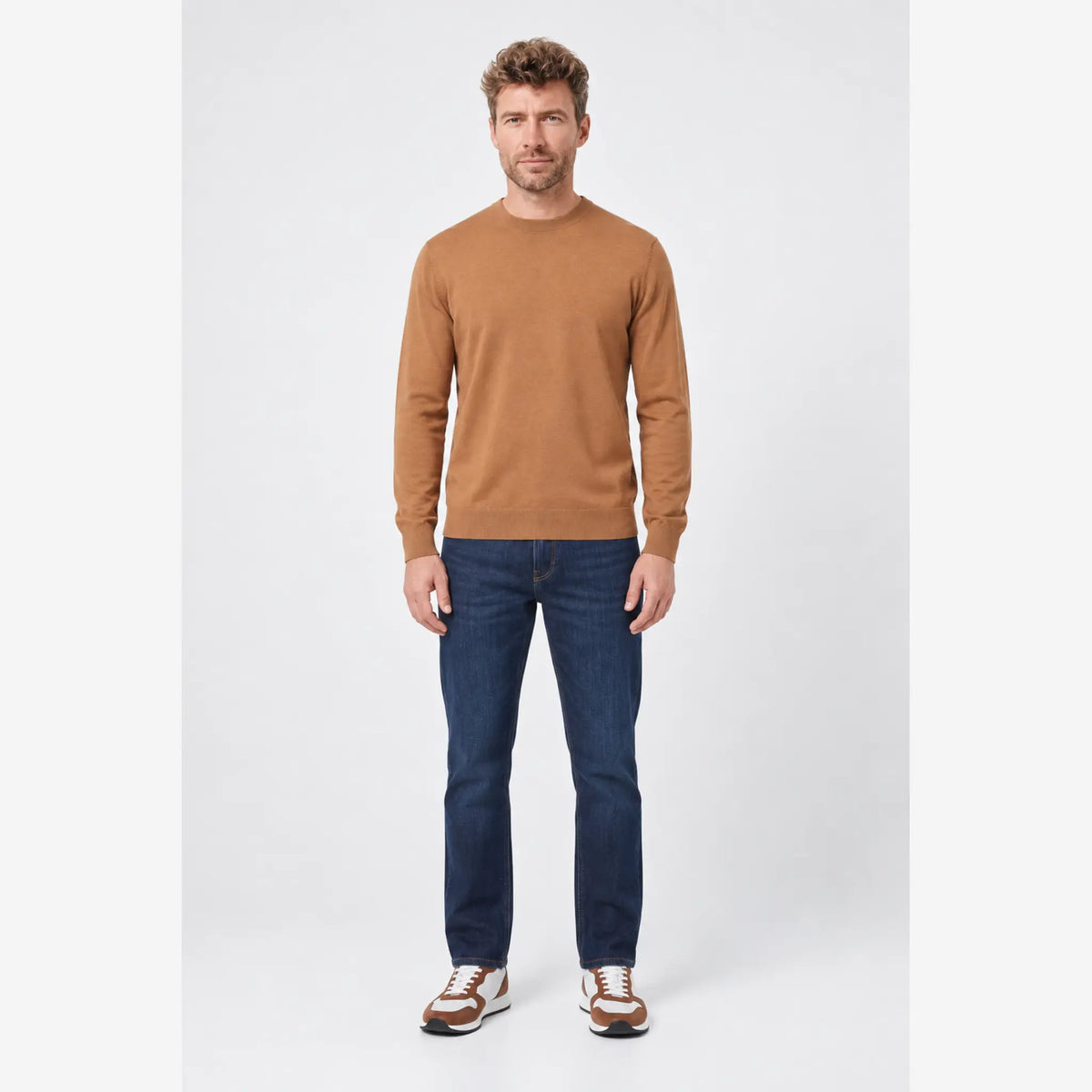 Giordano Treviso Tencel Crewneck Sweater in Caramel