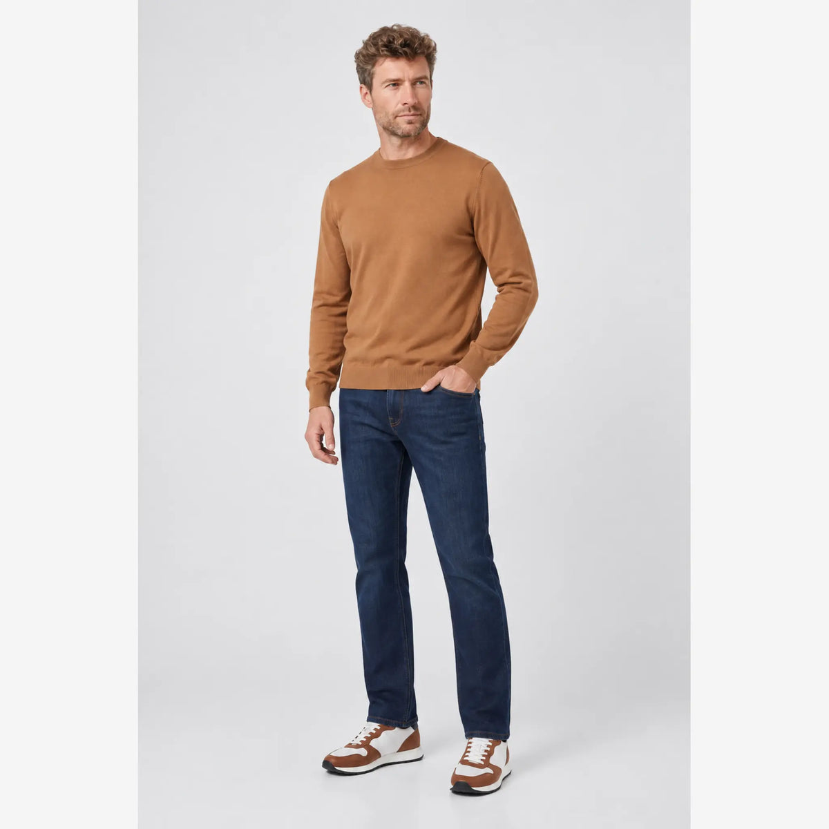 Giordano Treviso Tencel Crewneck Sweater in Caramel
