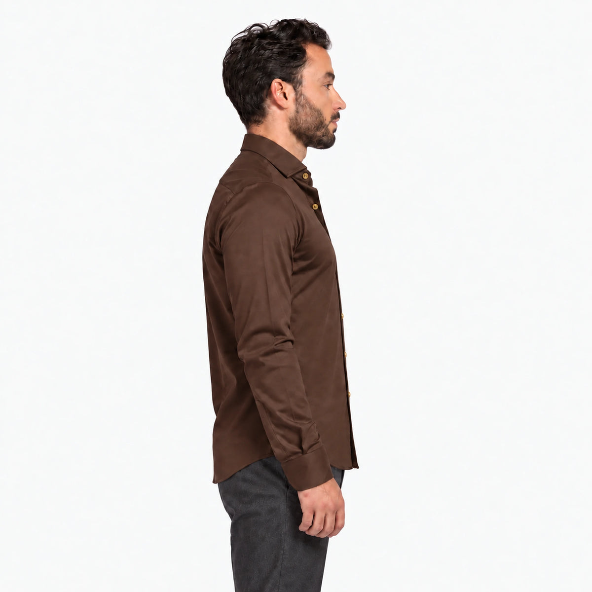 Giordano Maggiore Liquid Cotton Shirt in Chocolate Brown