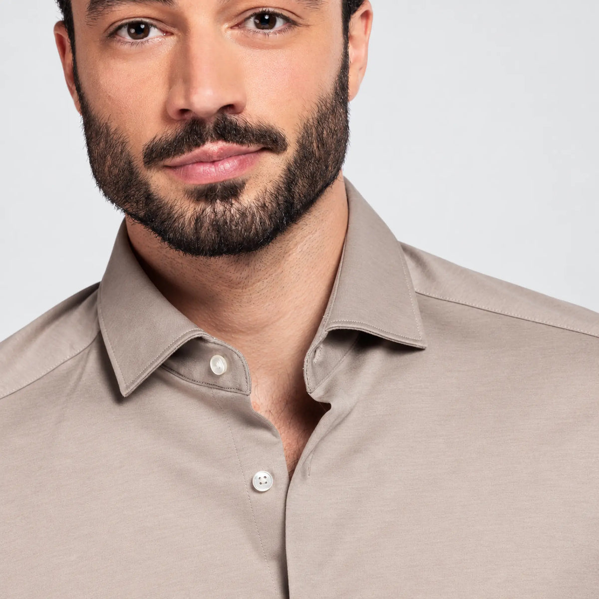Giordano Maggiore Liquid Cotton Shirt in Taupe