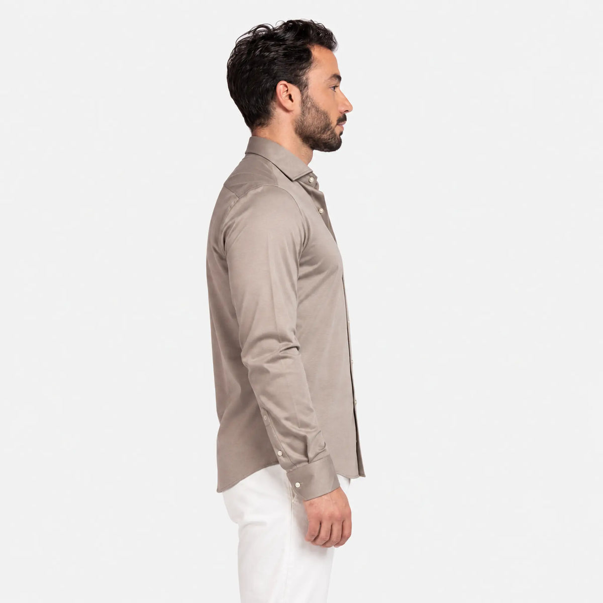 Giordano Maggiore Liquid Cotton Shirt in Taupe