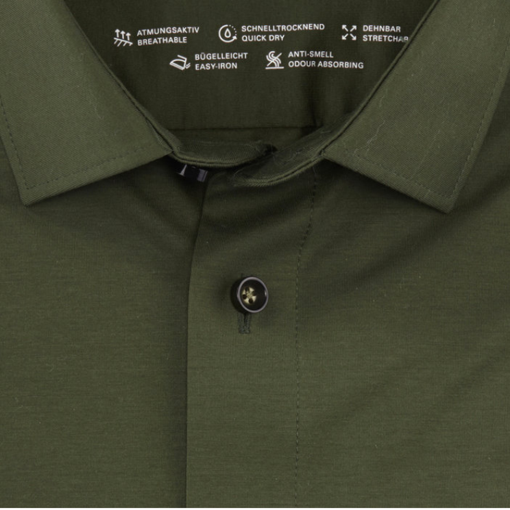 OLYMP Luxor 24/Seven Modern Fit Super 4 Way Stretch Shirt 1202 Green