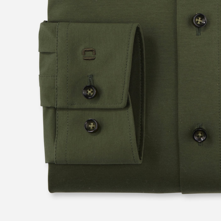 OLYMP Luxor 24/Seven Modern Fit Super 4 Way Stretch Shirt 1202 Green