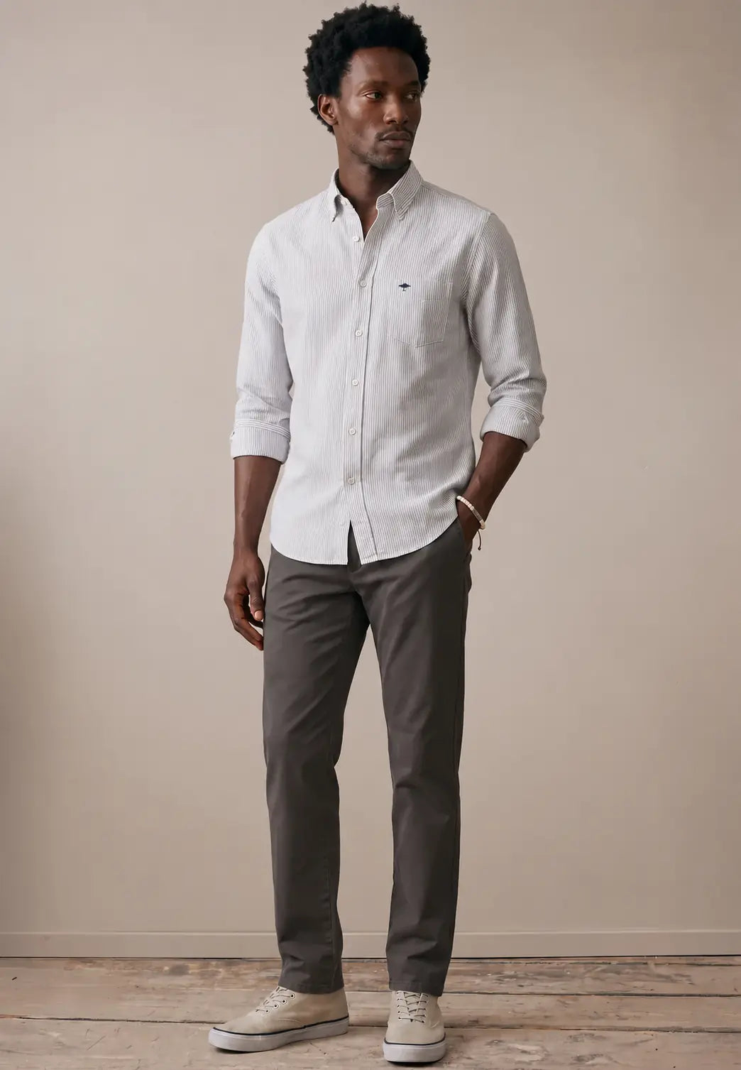 Fynch-Hatton Supersoft Oxford Cotton Shirt 10005500 Navy Stripe