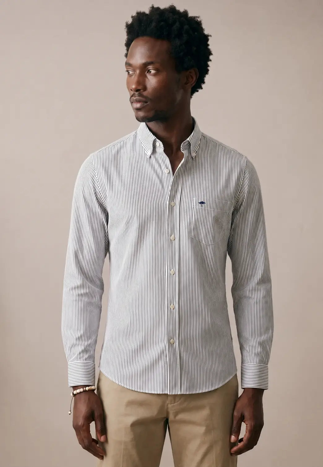 Fynch-Hatton Supersoft Oxford Cotton Shirt 10005500 Navy Stripe