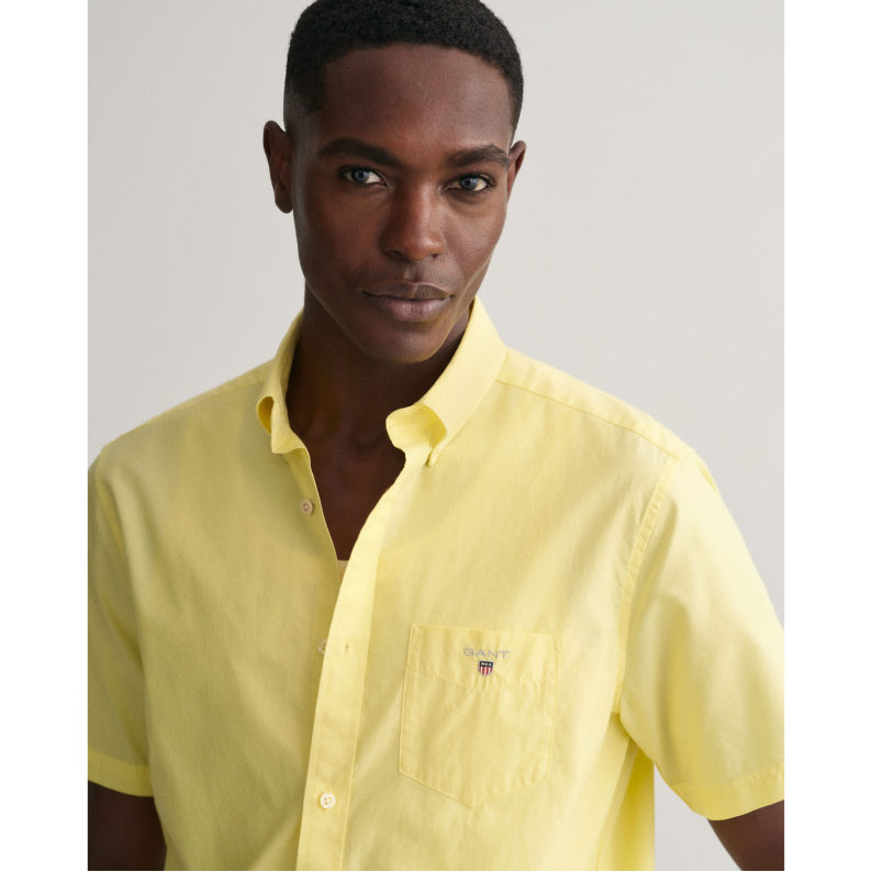 GANT Regular Fit Broadcloth Short Sleeved Shirt 3046401 - Lemonade ...