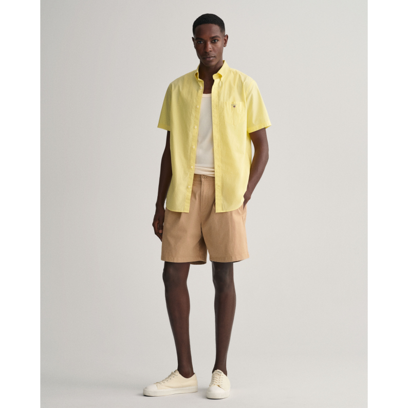 GANT Regular Fit Broadcloth Short Sleeved Shirt 3046401 - Lemonade