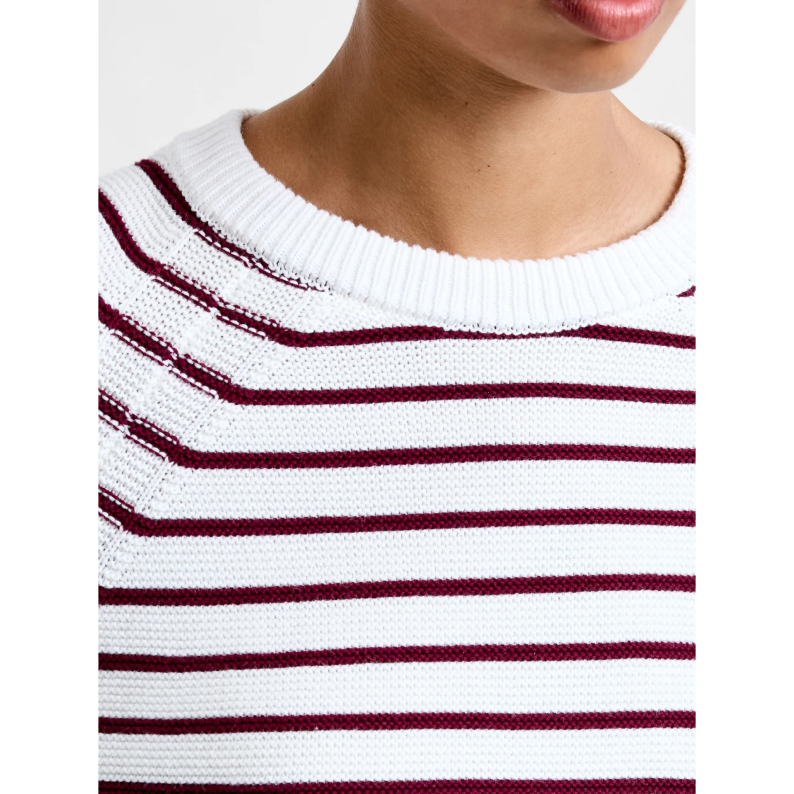French Connection Lily Mozart Stripe Crew Neck Jumper Bordeaux Red 78ZEQ