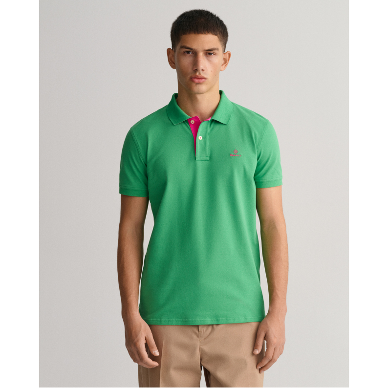 GANT Contrast Collar Piqué Polo Shirt Rugger 2052003 - Mid Green