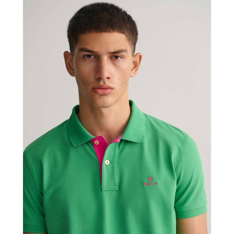 GANT Contrast Collar Piqué Polo Shirt Rugger 2052003 - Mid Green