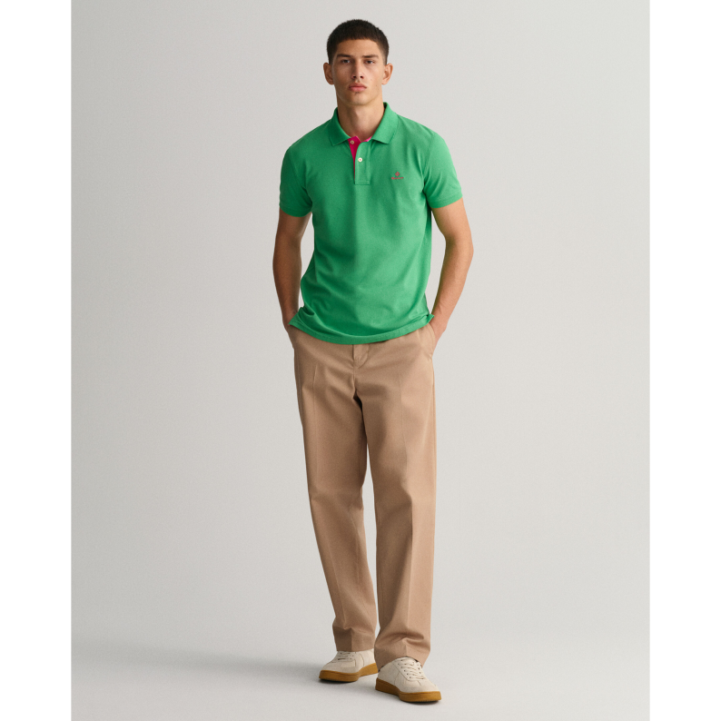 GANT Contrast Collar Piqué Polo Shirt Rugger 2052003 - Mid Green