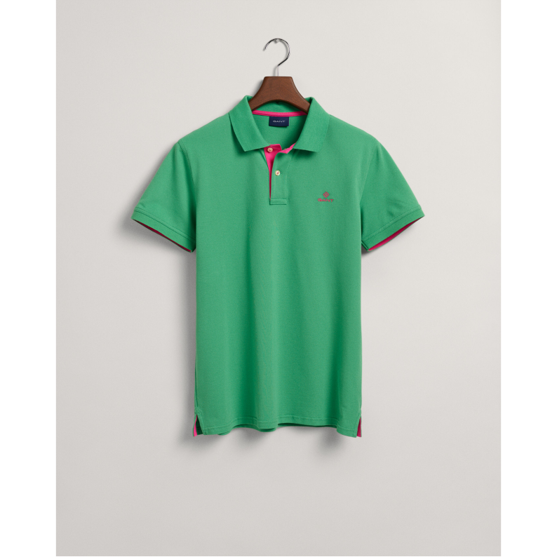 GANT Contrast Collar Piqué Polo Shirt Rugger 2052003 - Mid Green