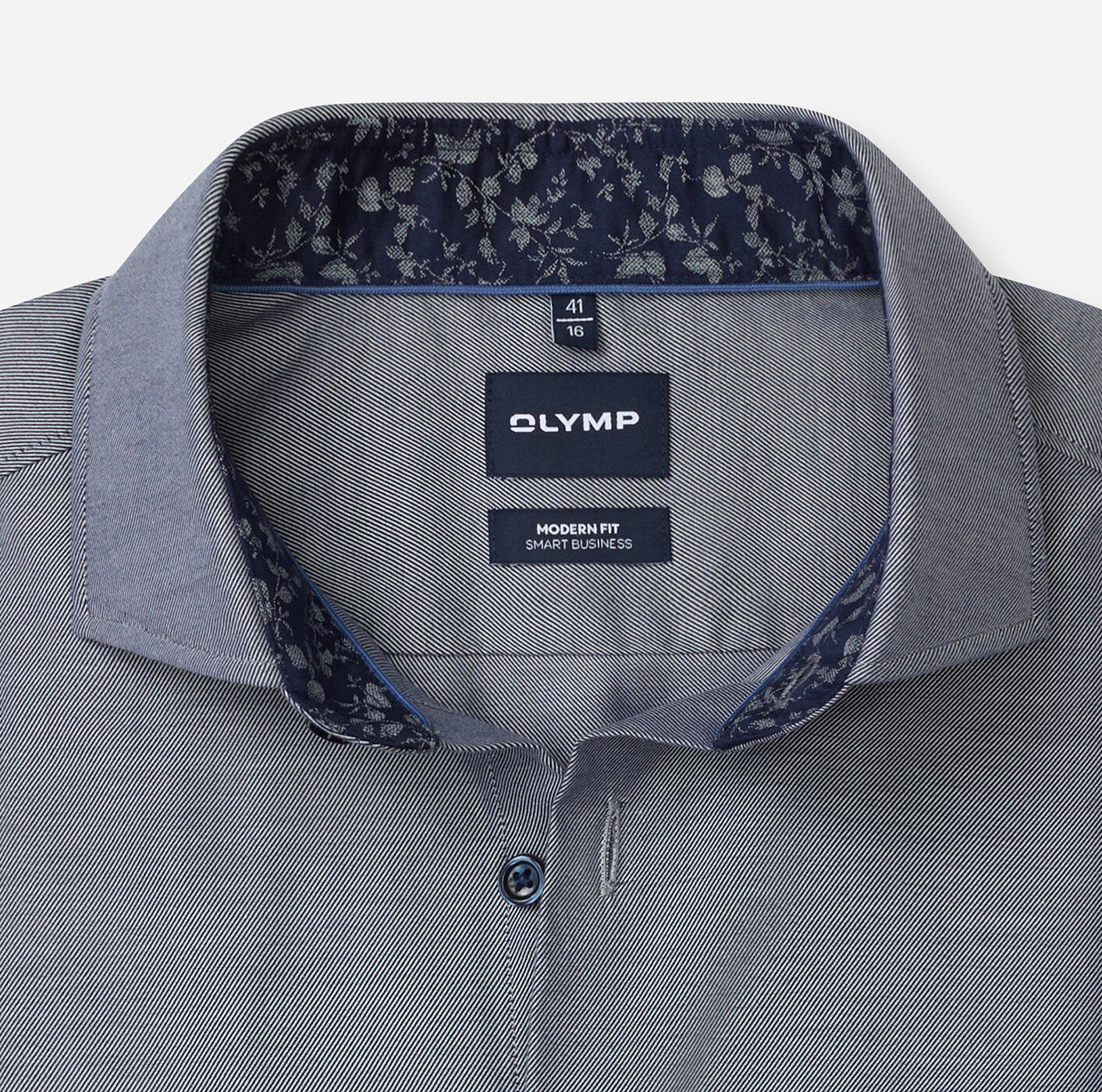OLYMP Luxor Modern Fit Floral Trim Shirt in Marine