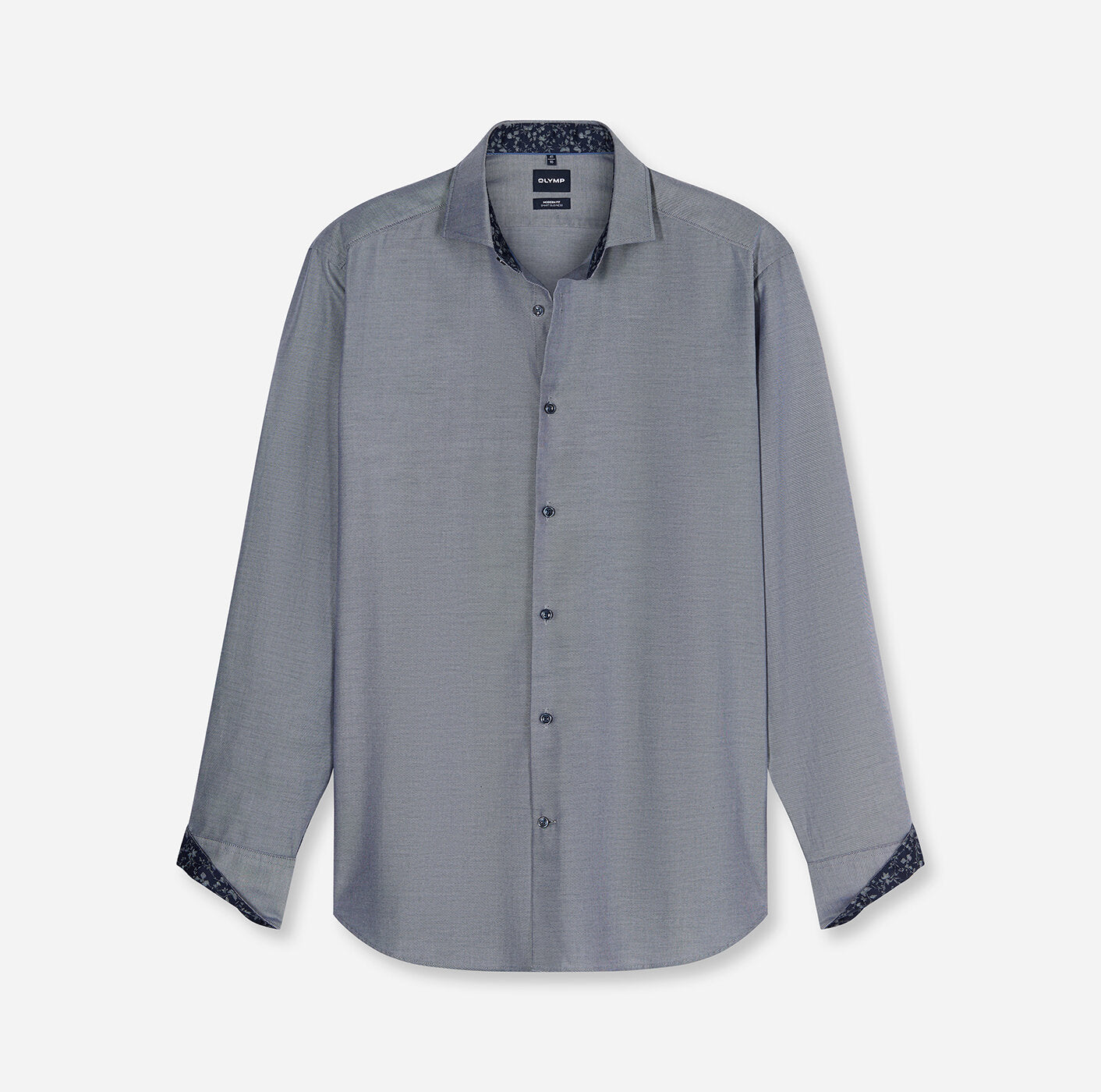 OLYMP Luxor Modern Fit Floral Trim Shirt in Marine