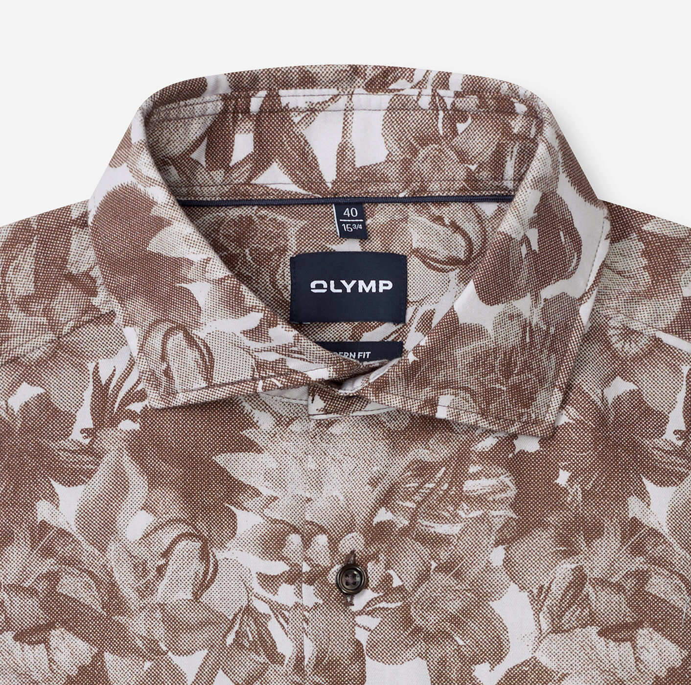 OLYMP Modern Fit Floral Print Shirt in Brown 1307