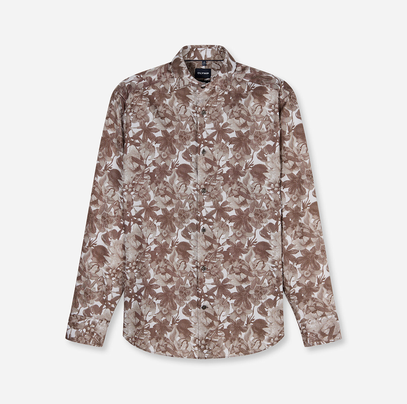 OLYMP Modern Fit Floral Print Shirt in Brown 1307