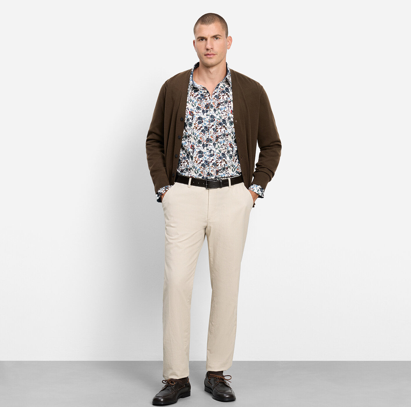 OLYMP Regular Fit Floral Casual Shirt in Off White