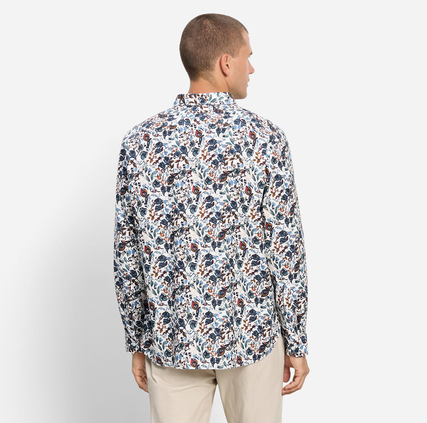 OLYMP Regular Fit Floral Casual Shirt in Off White
