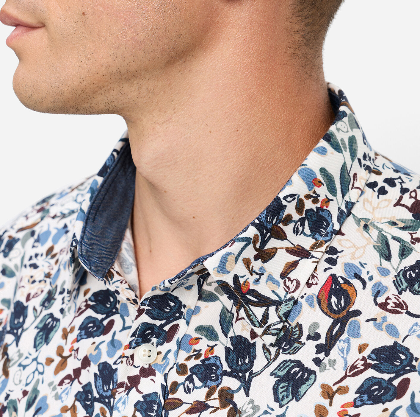 OLYMP Regular Fit Floral Casual Shirt in Off White
