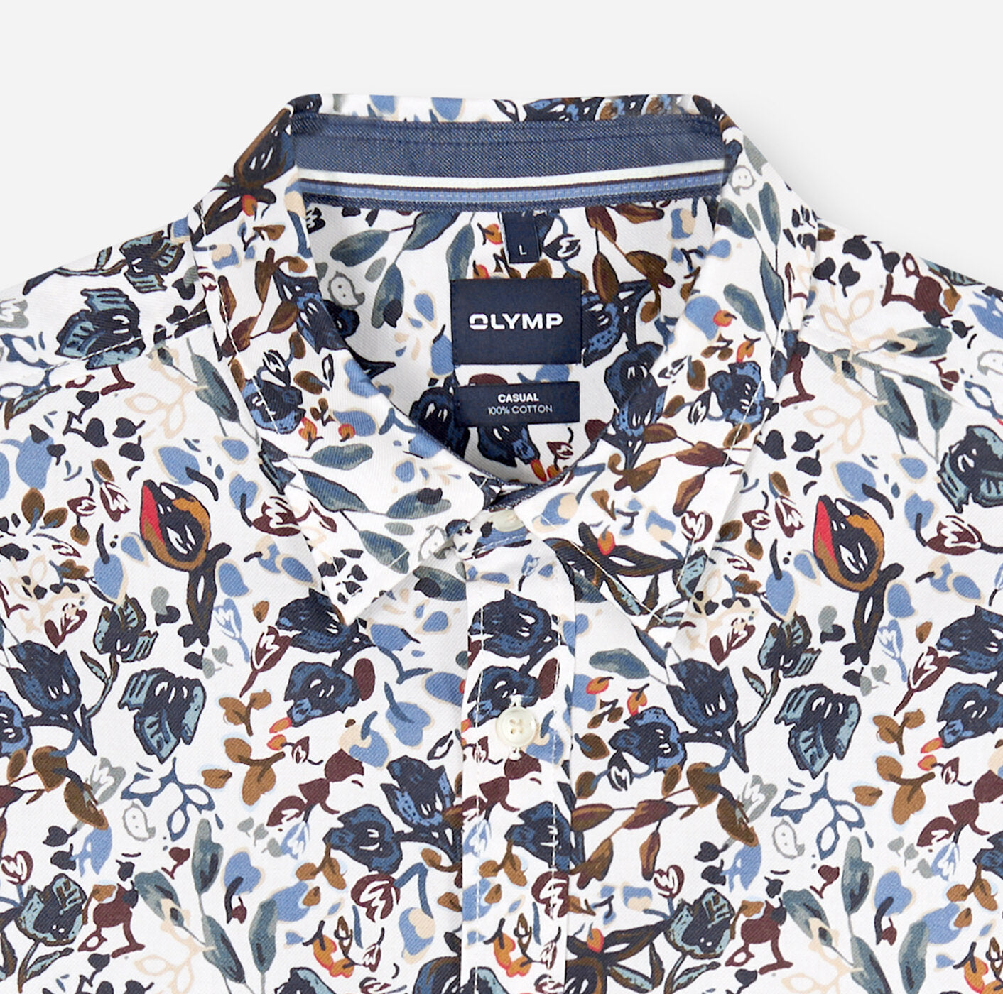 OLYMP Regular Fit Floral Casual Shirt in Off White