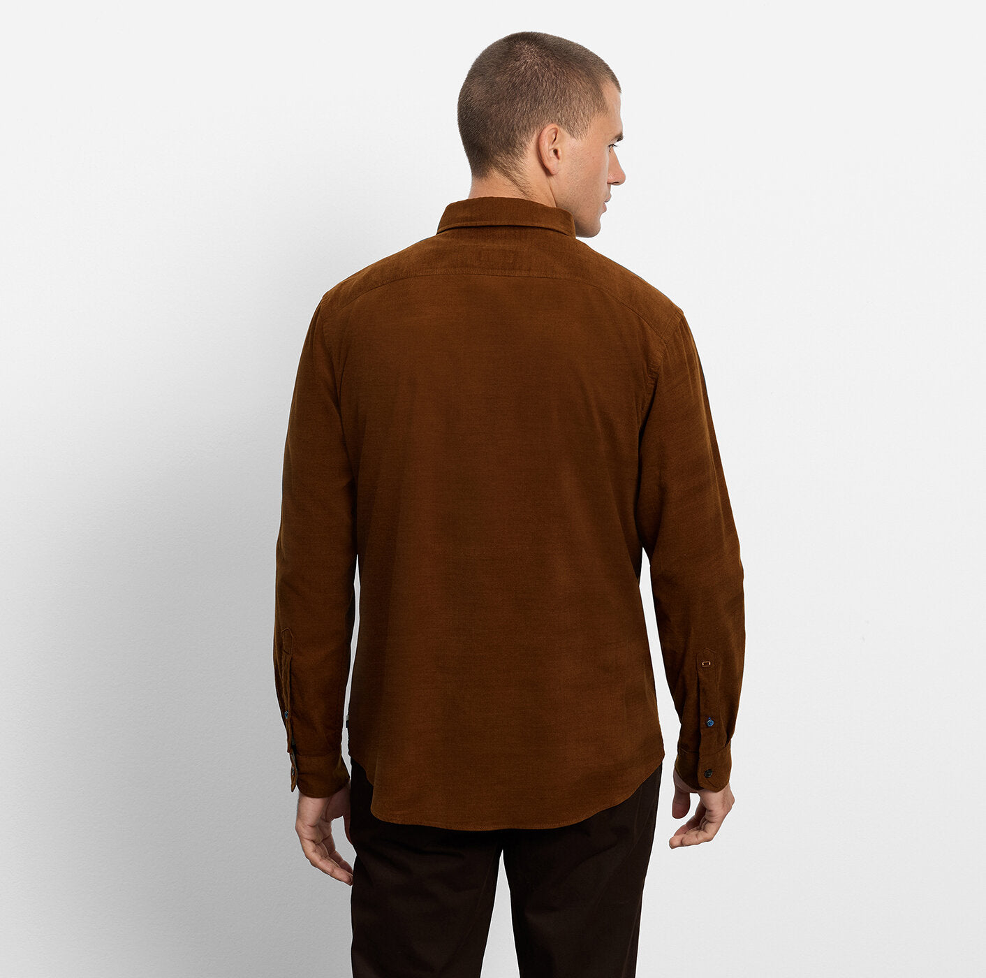 OLYMP Casual Regular Fit Micro Cord Shirt in Caramel 4098