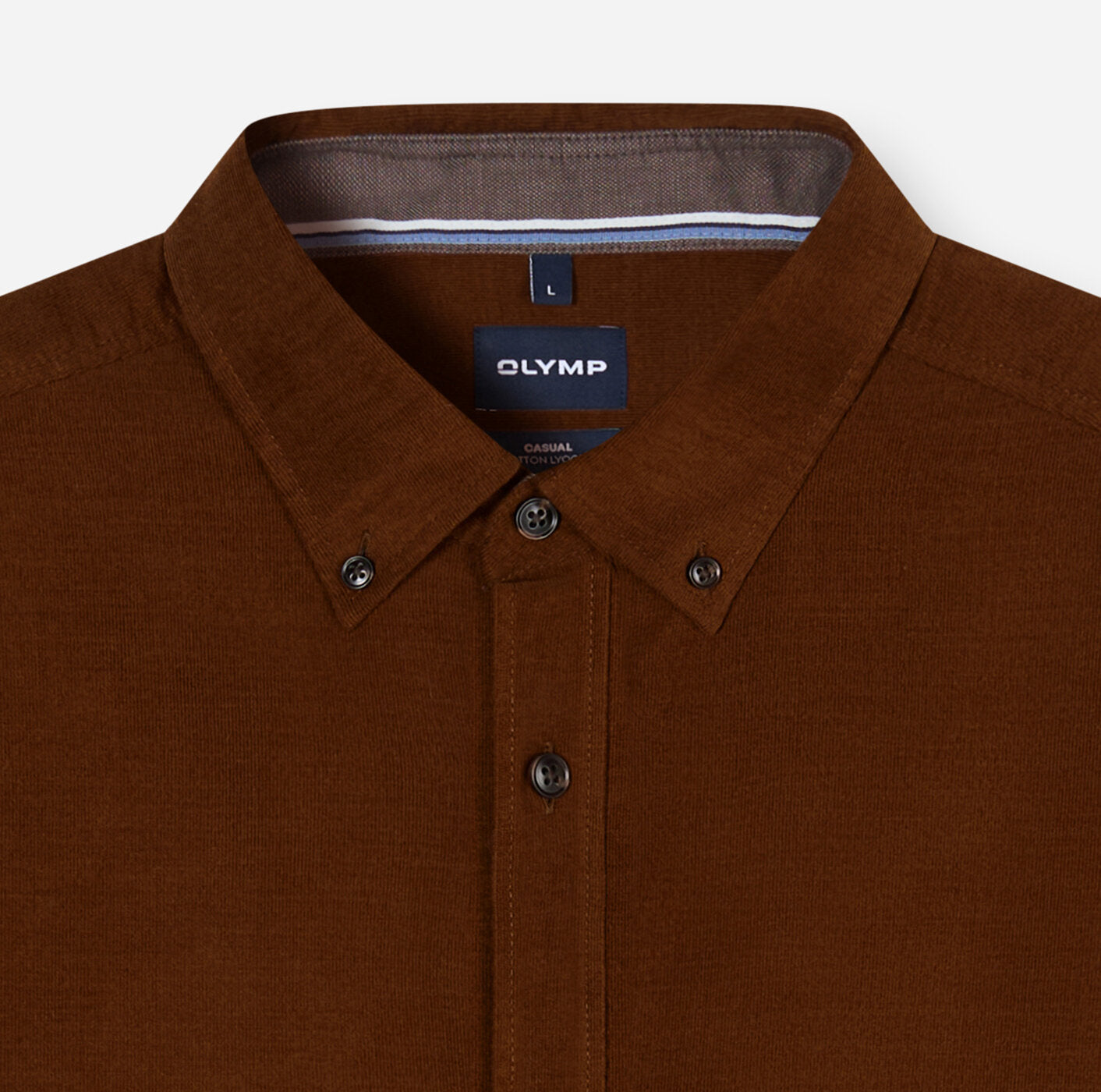 OLYMP Casual Regular Fit Micro Cord Shirt in Caramel 4098