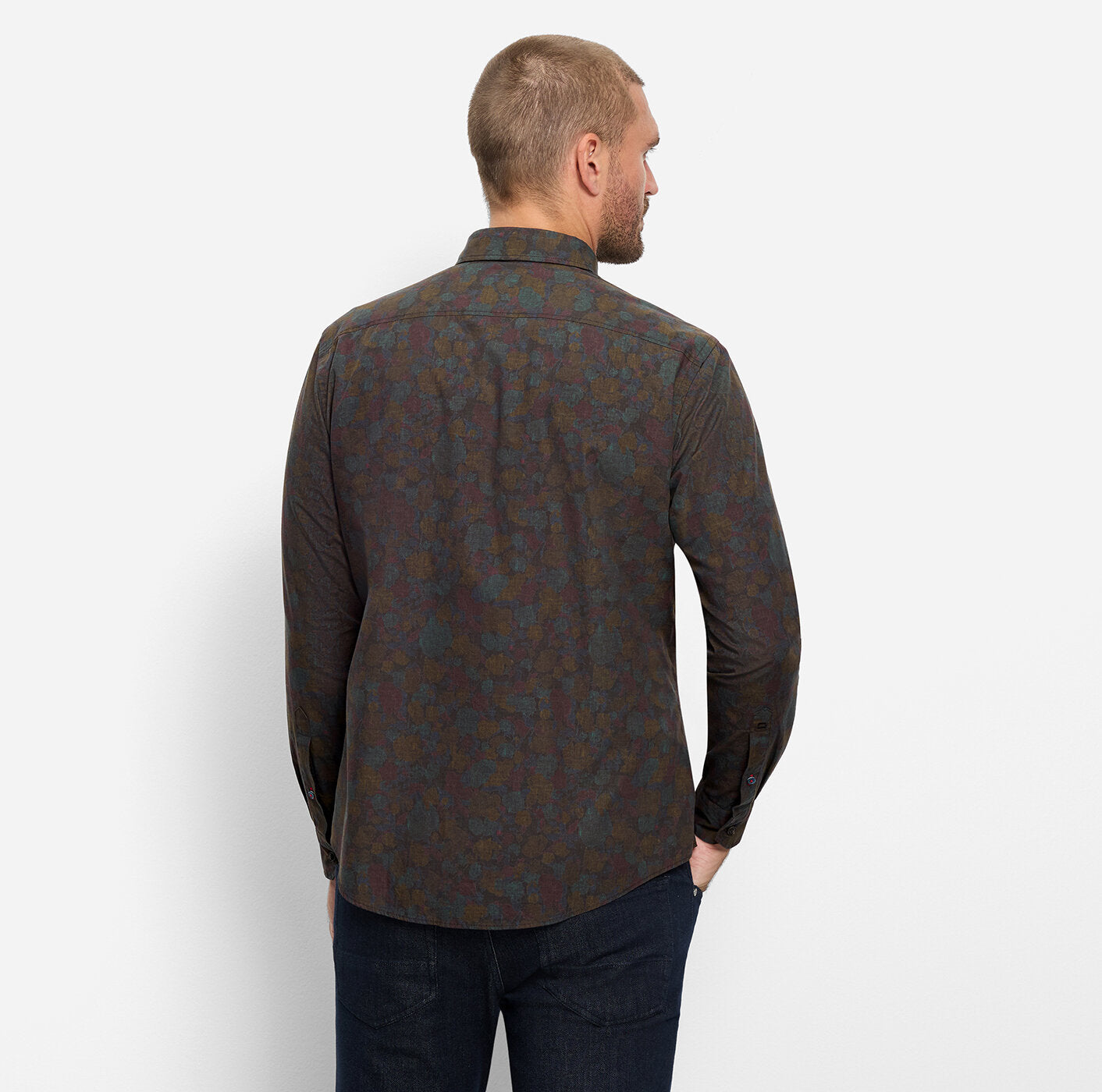 OLYMP Casual Regular Fit Printed Shirt in Navy 4106