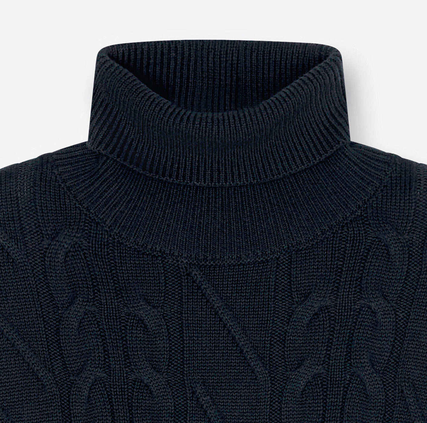 OLYMP Cable-Knit Roll Neck Jumper in Navy