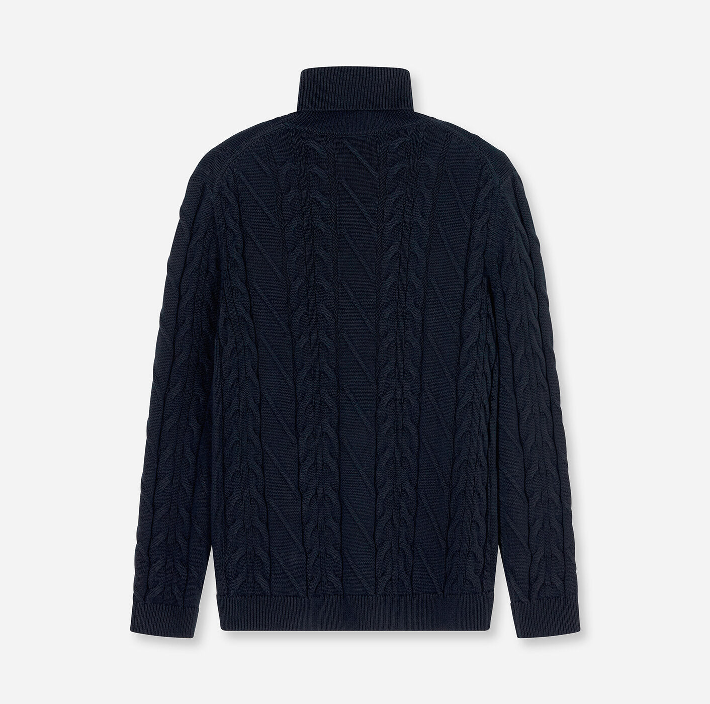 OLYMP Cable-Knit Roll Neck Jumper in Navy