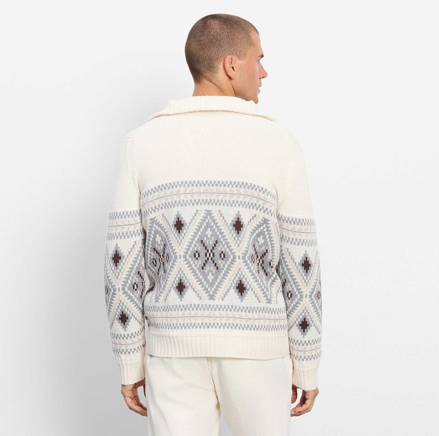 Olymp Casual Knitwear Zip Cardigan in Off White 53232601