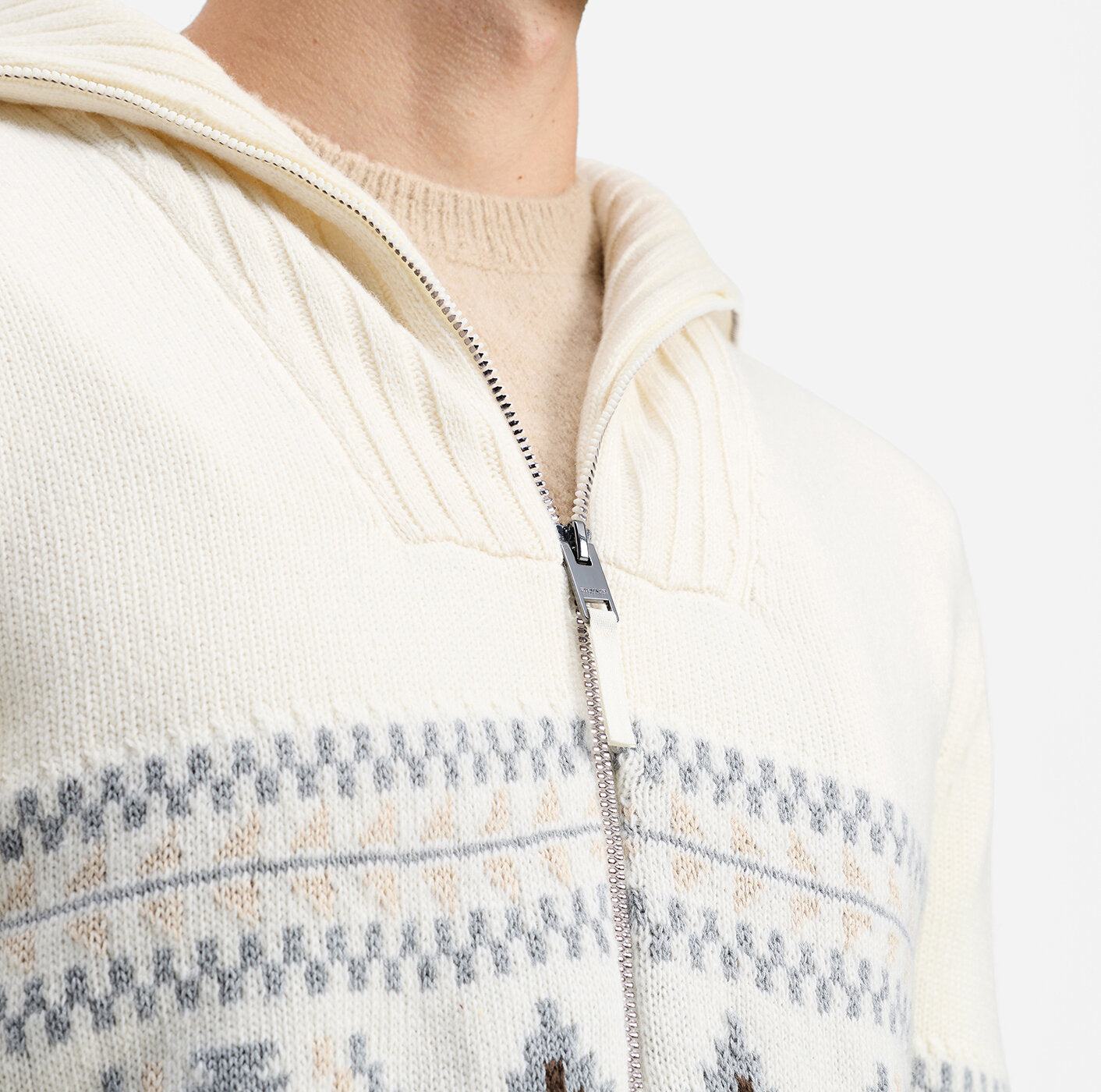 Olymp Casual Knitwear Zip Cardigan in Off White 53232601