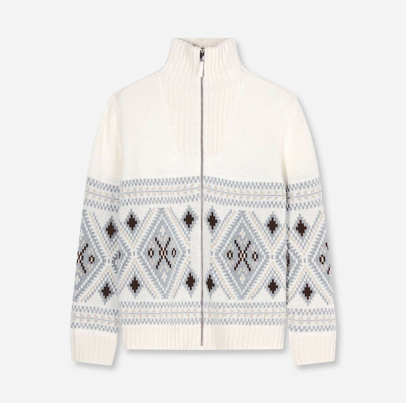 Olymp Casual Knitwear Zip Cardigan in Off White 53232601