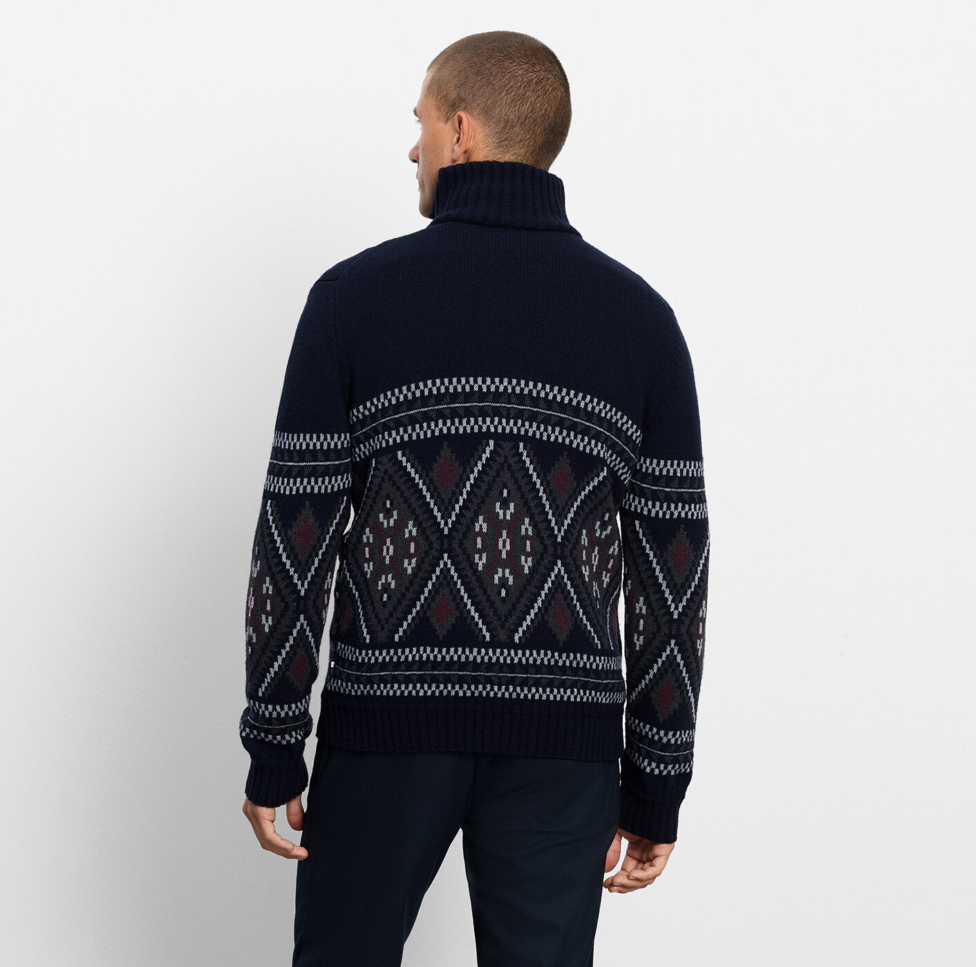 Olymp Casual Knitwear Zip Cardigan in Marine 53232601