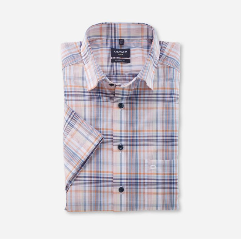 Olymp Egyptian Cotton Short Sleeved Shirt 1261 - Orange