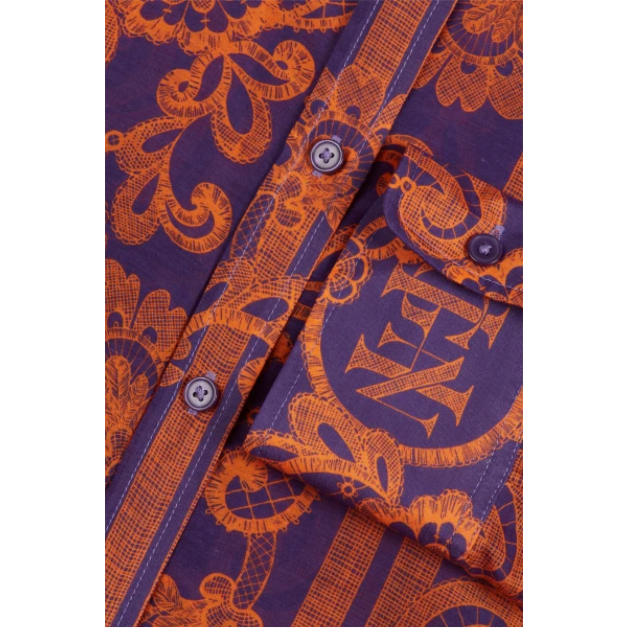 GANT Relaxed Fit Lace Print Cotton Silk Shirt 4300256 Pansy Purple